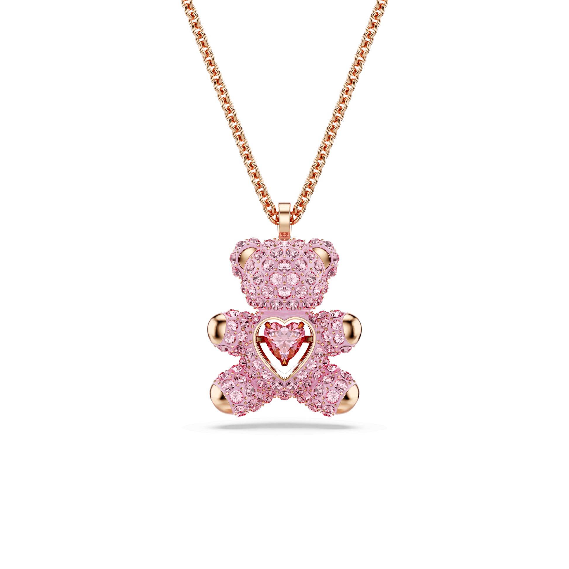 Teddy pendant, Bear, Pink, 18K rose gold finish