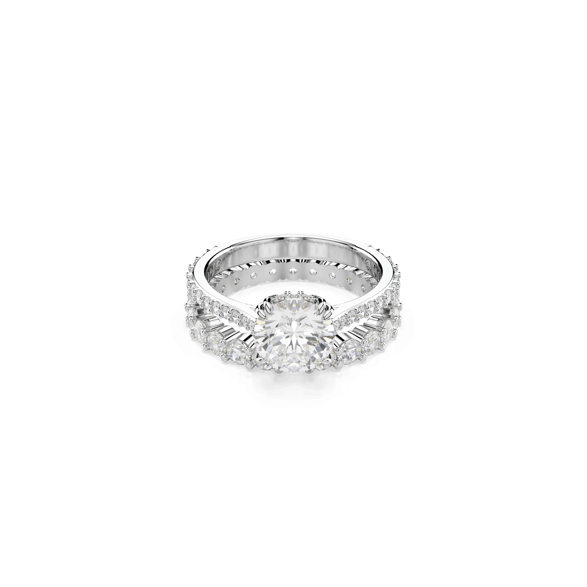 Stilla ring, Set (2), Round cut, White, Rhodium plated