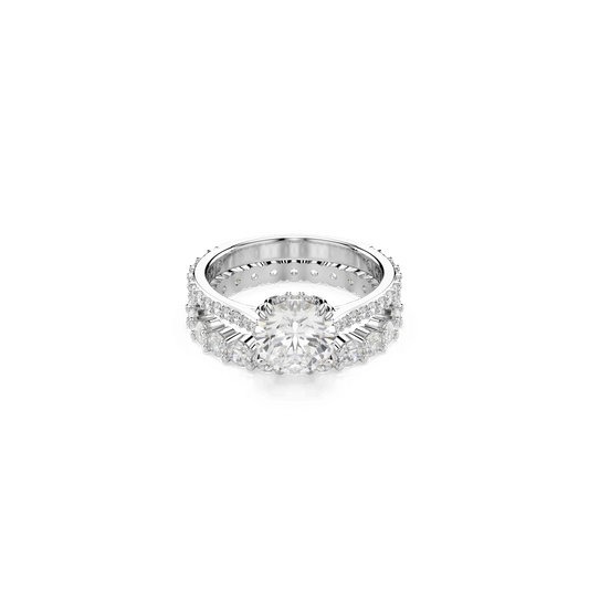 Stilla ring, Set (2), Round cut, White, Rhodium plated