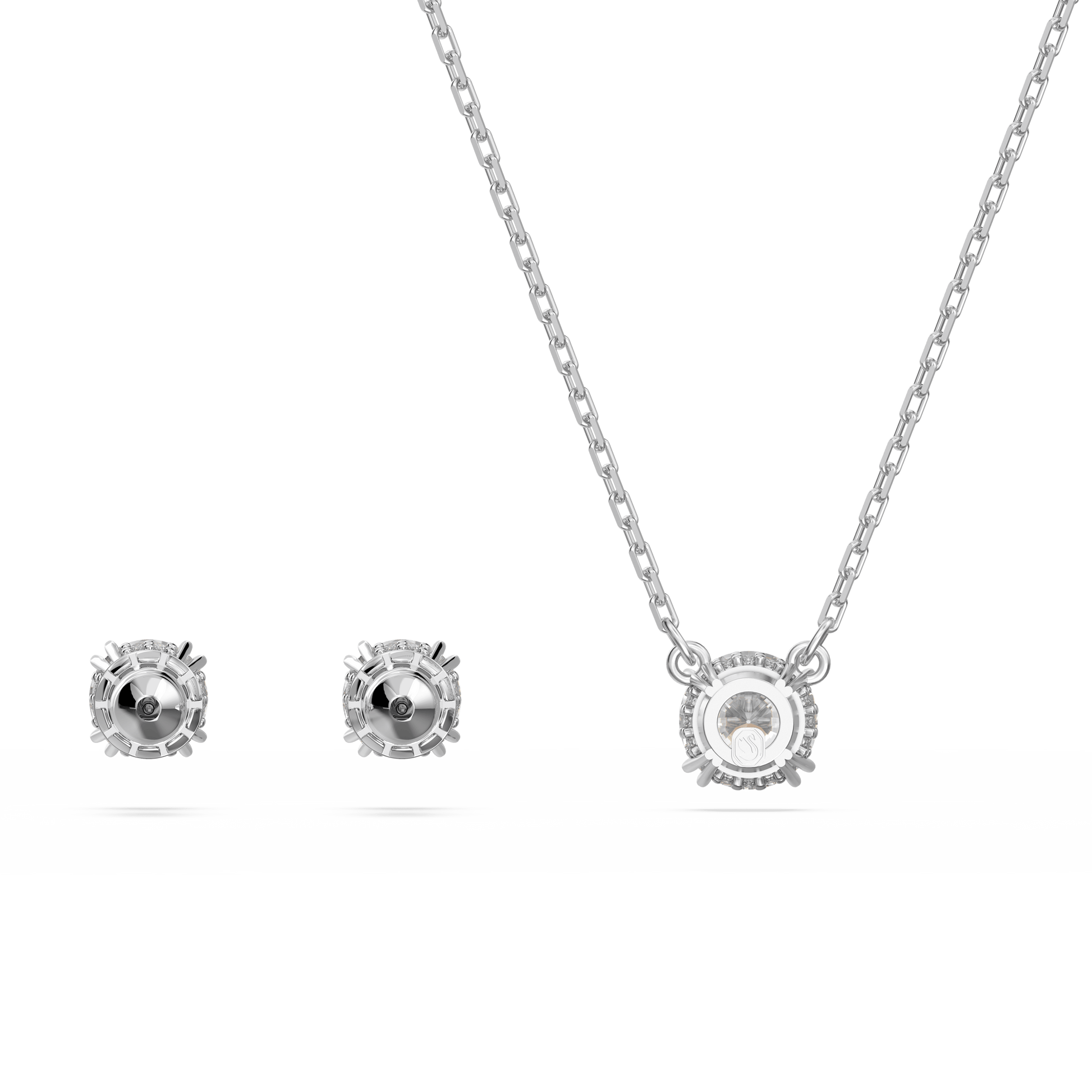 Stilla set, Round cut, White, Rhodium plated