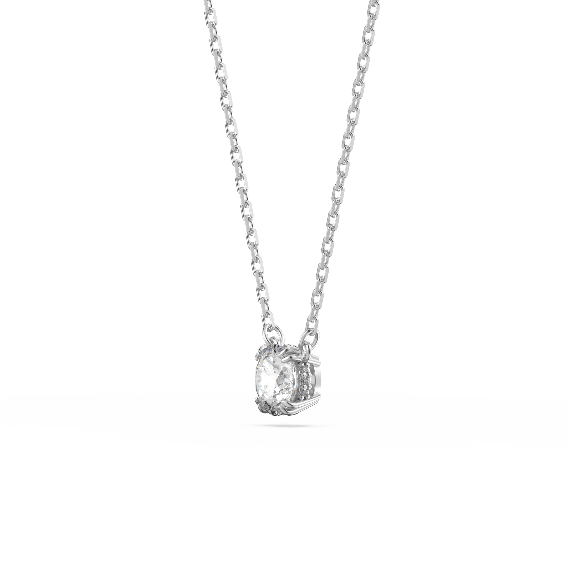 Stilla set, Round cut, White, Rhodium plated