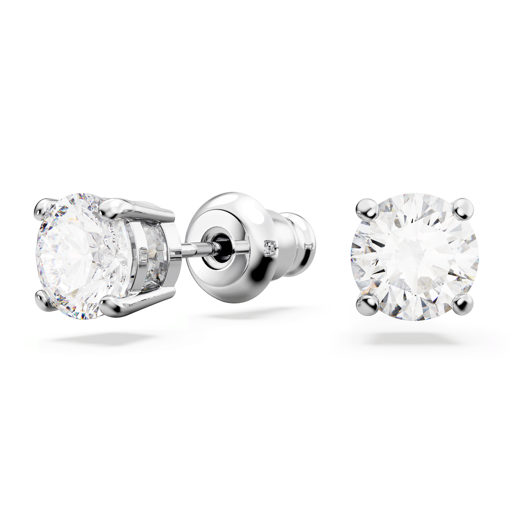 Matrix Tennis set, Round cut, White, Rhodium plated