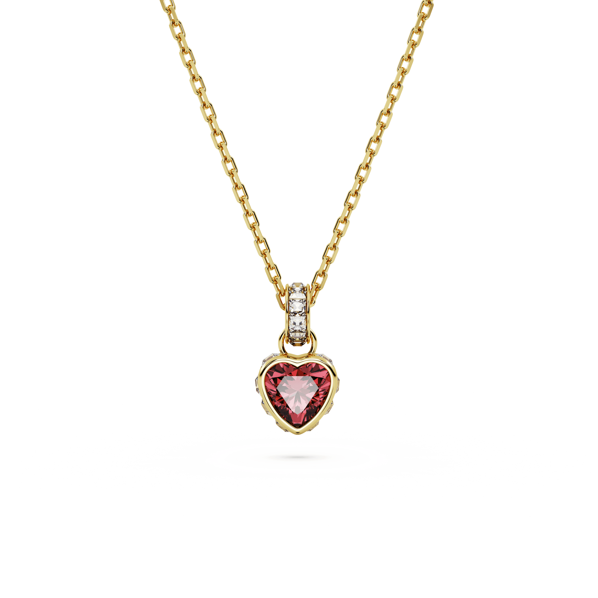 Chroma pendant, Heart, Red, 18K gold finish