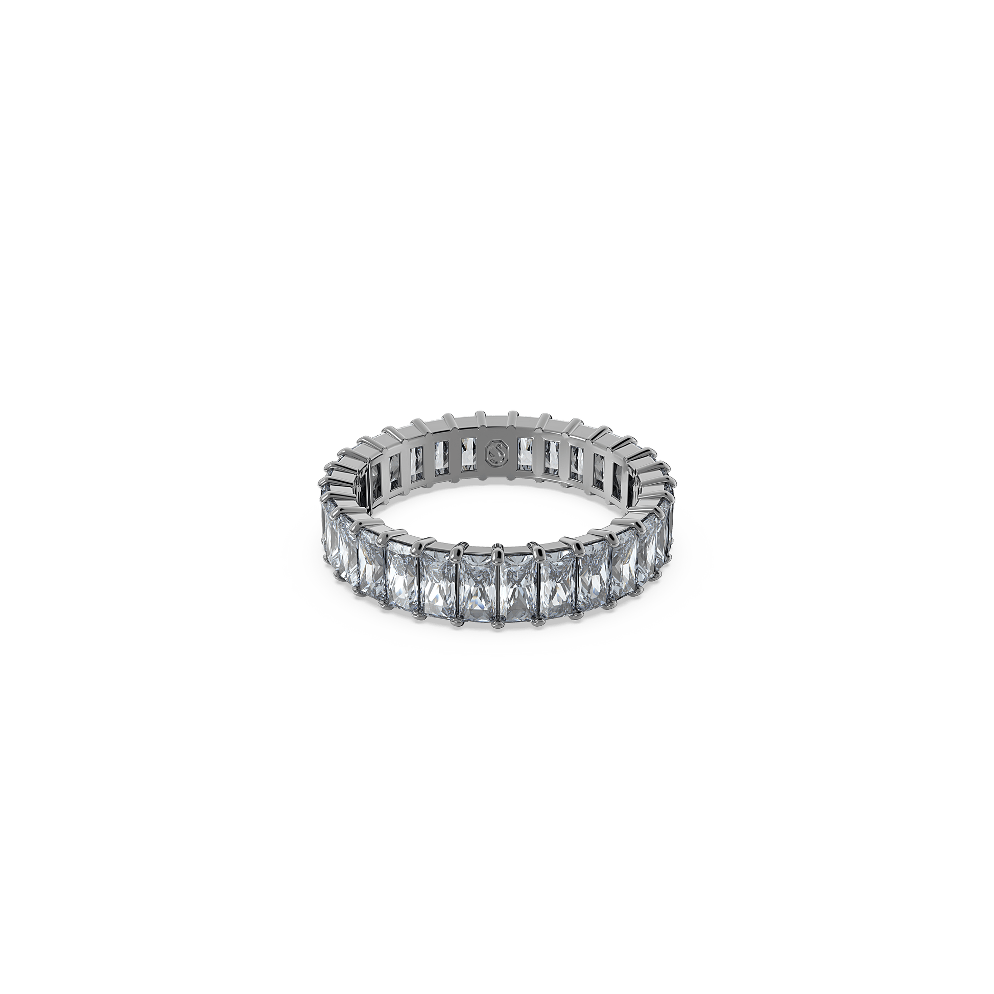 Matrix ring, Baguette cut, Gray, Ruthenium plated