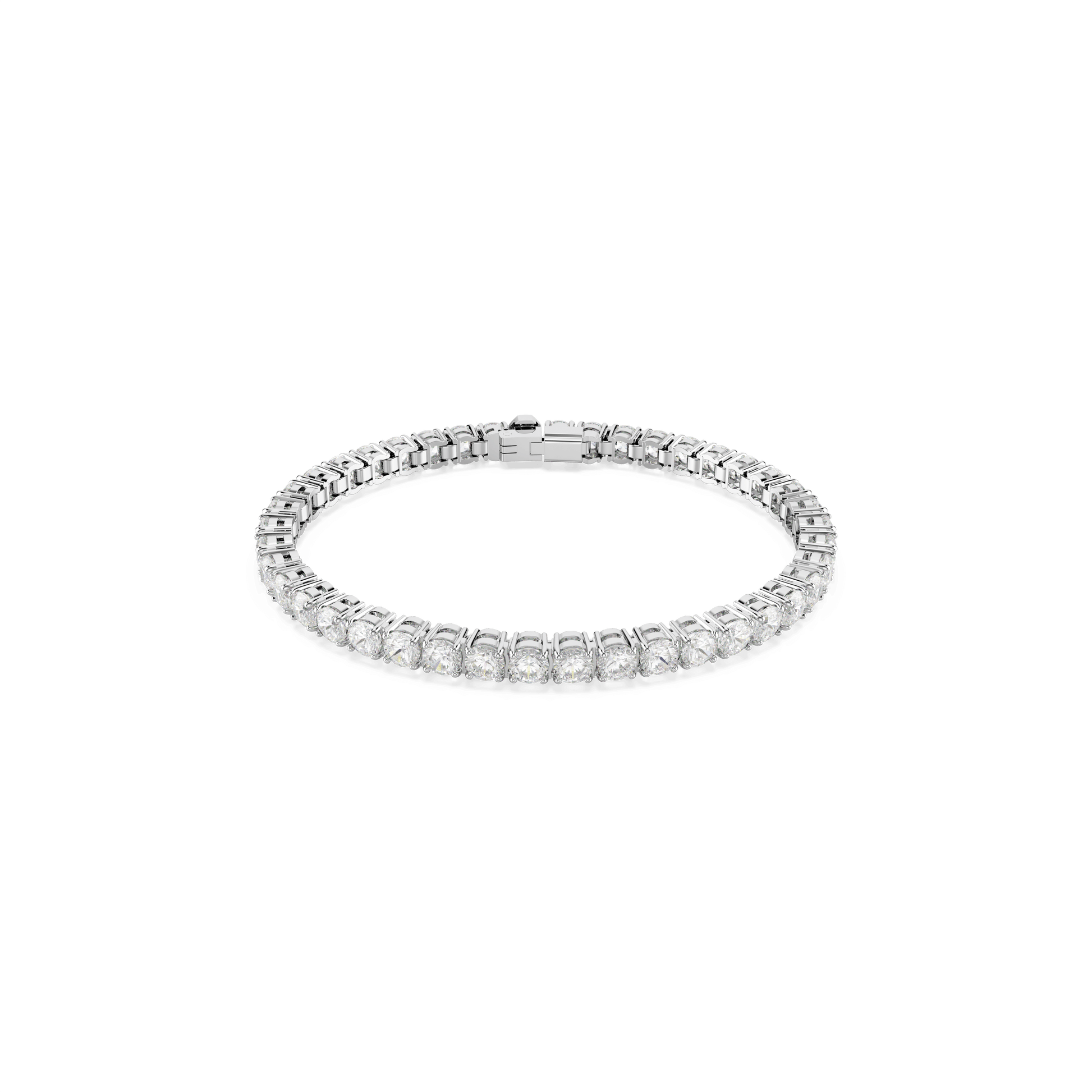 Matrix Tennis bracelet, Round cut, White, Rhodium plated