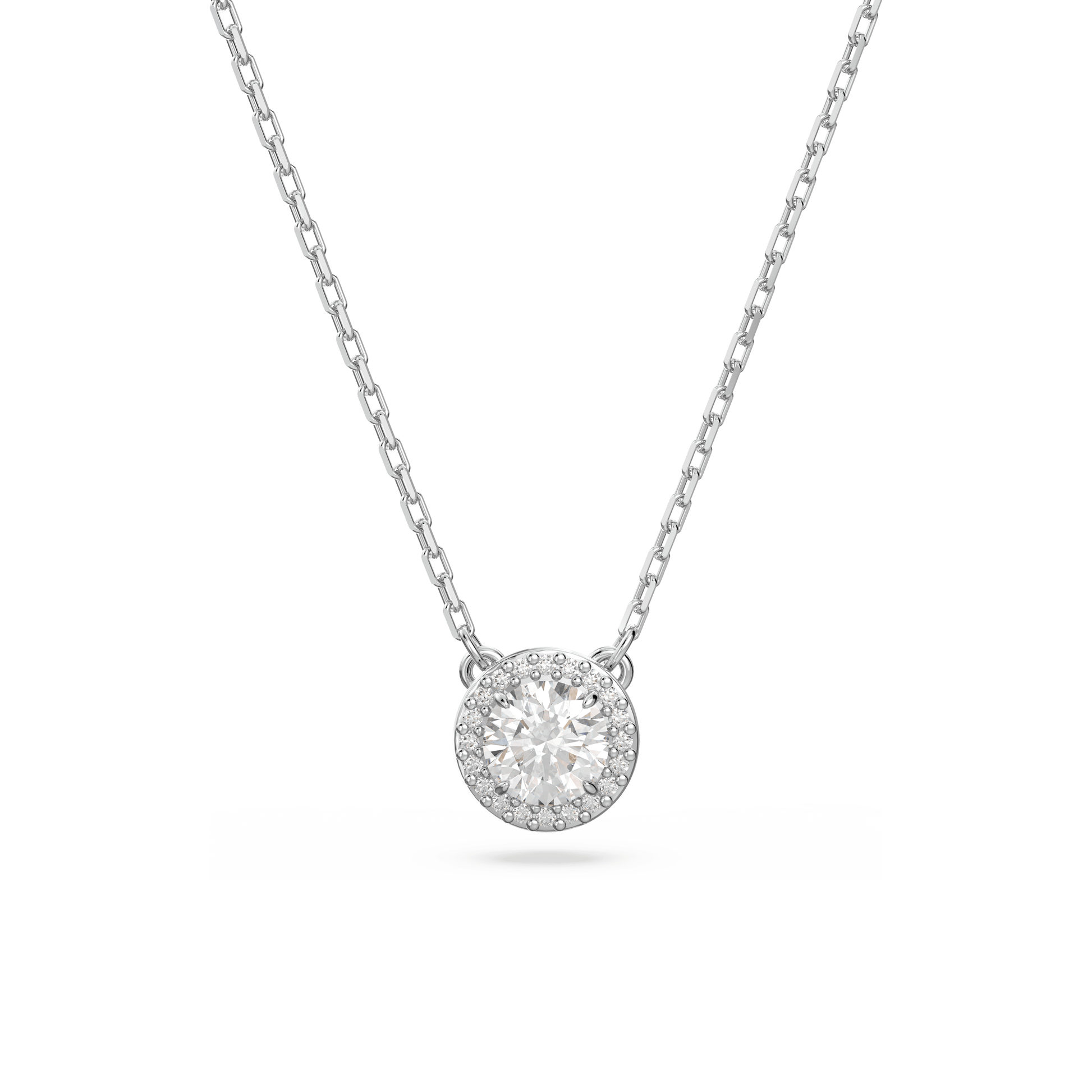 Una Angelic pendant, Round cut, Pavé, White, Rhodium plated