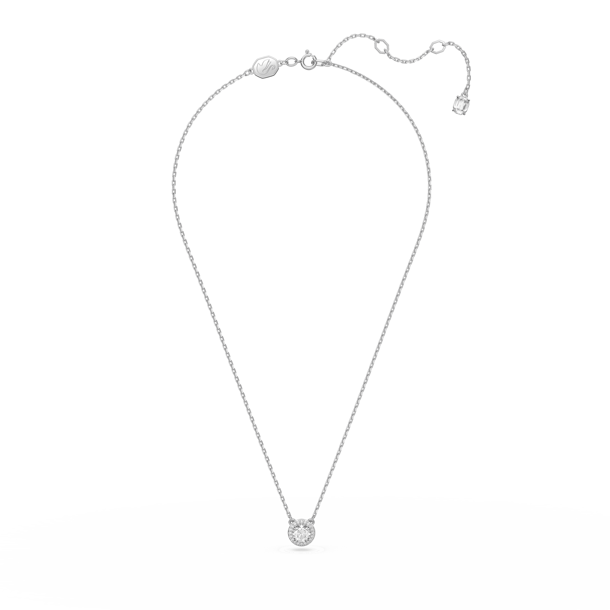 Una Angelic pendant, Round cut, Pavé, White, Rhodium plated