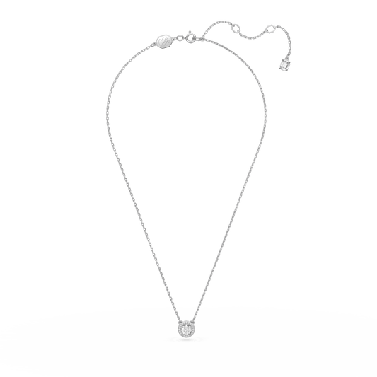 Una Angelic pendant, Round cut, Pavé, White, Rhodium plated