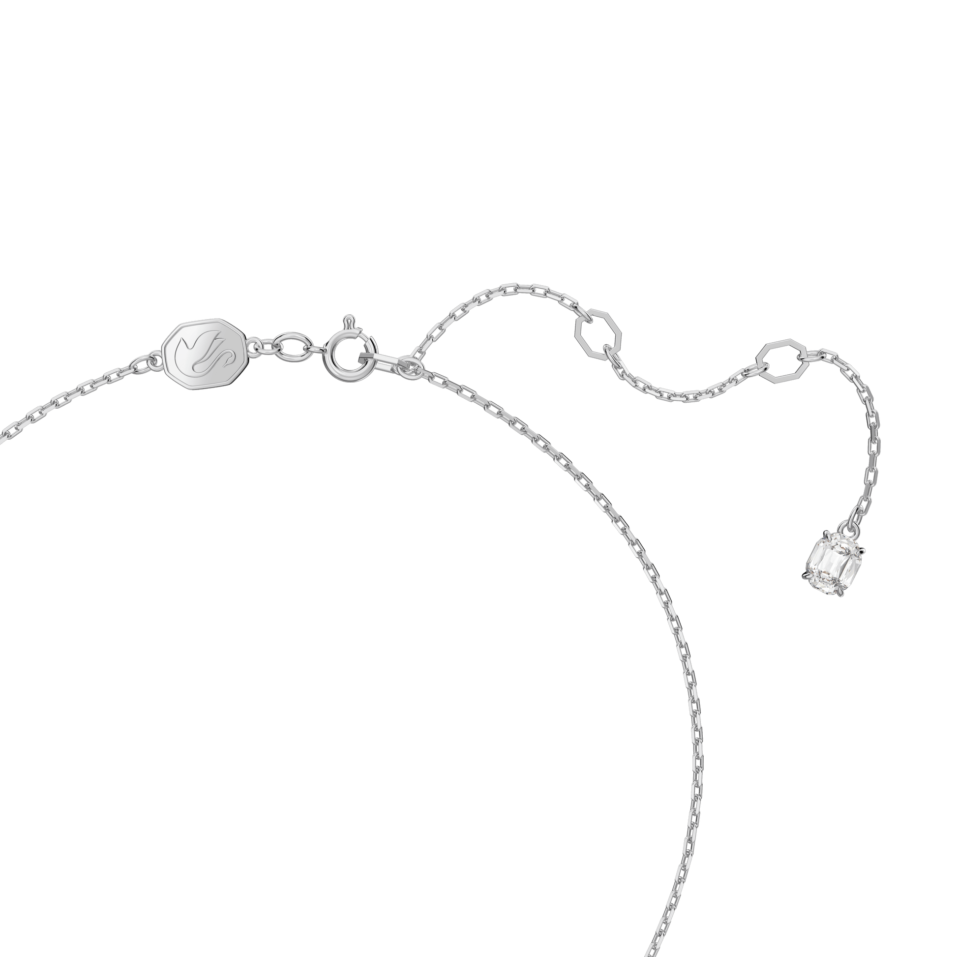 Una Angelic pendant, Round cut, Pavé, White, Rhodium plated