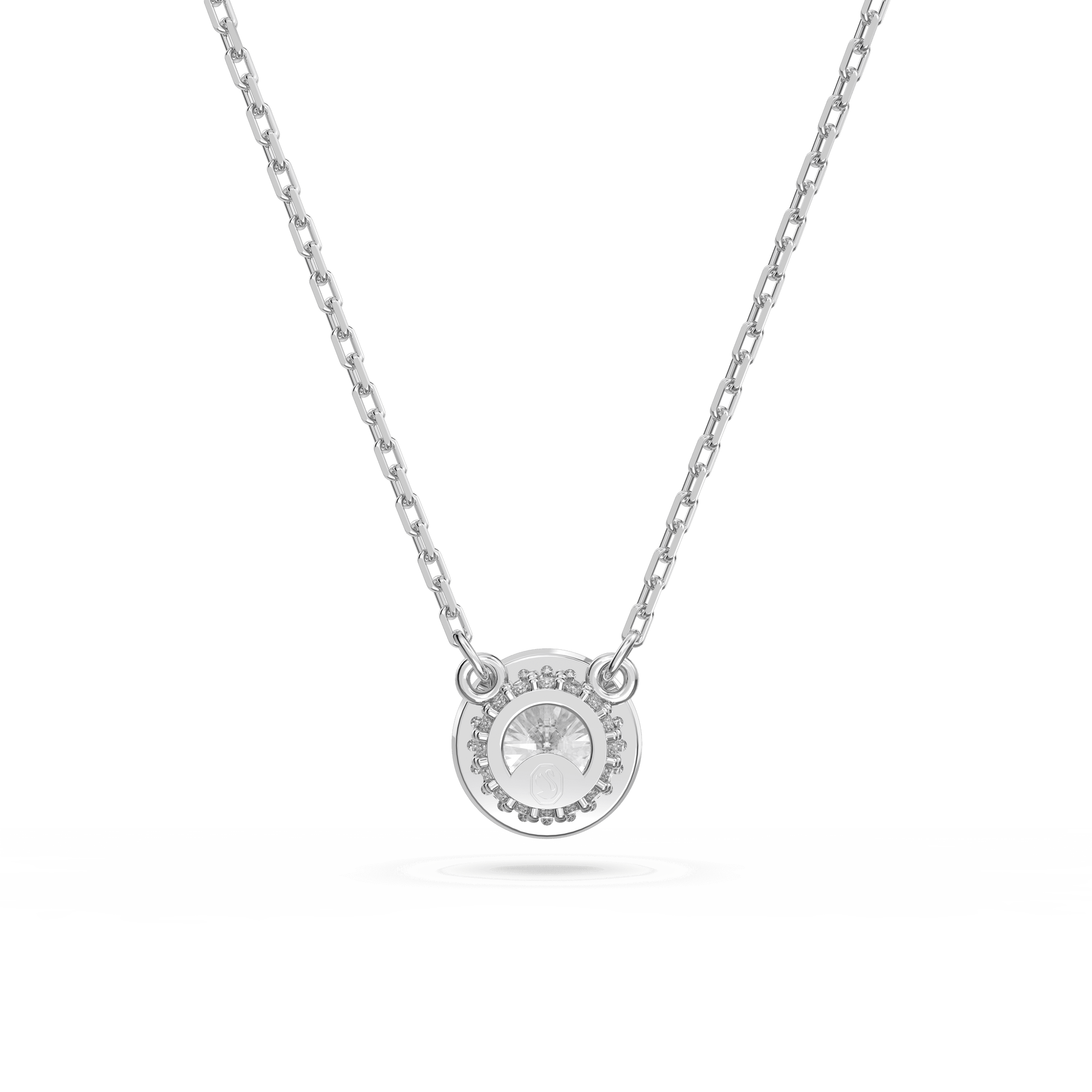 Una Angelic pendant, Round cut, Pavé, White, Rhodium plated