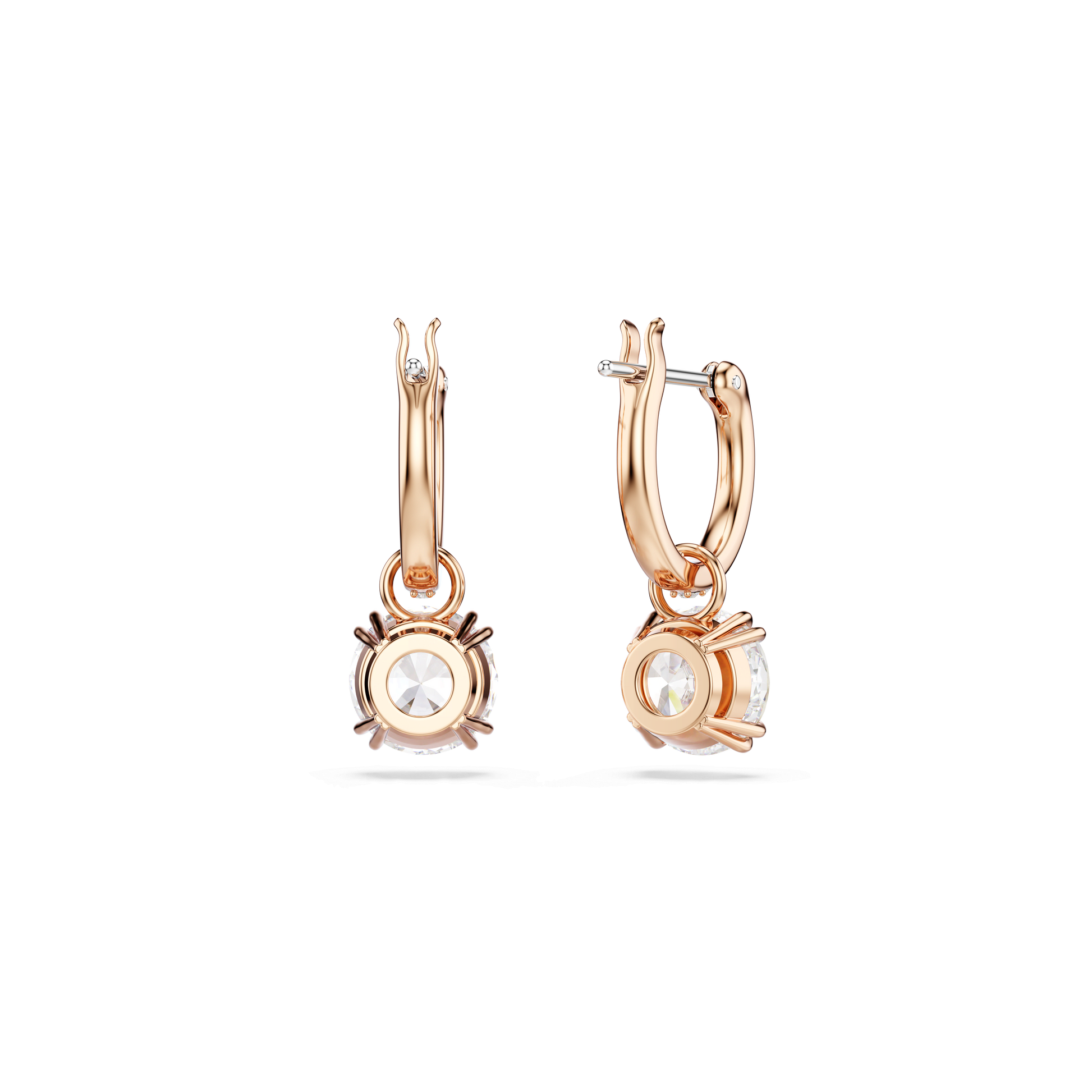 Stilla drop earrings, Round cut, White, 18K rose gold finish