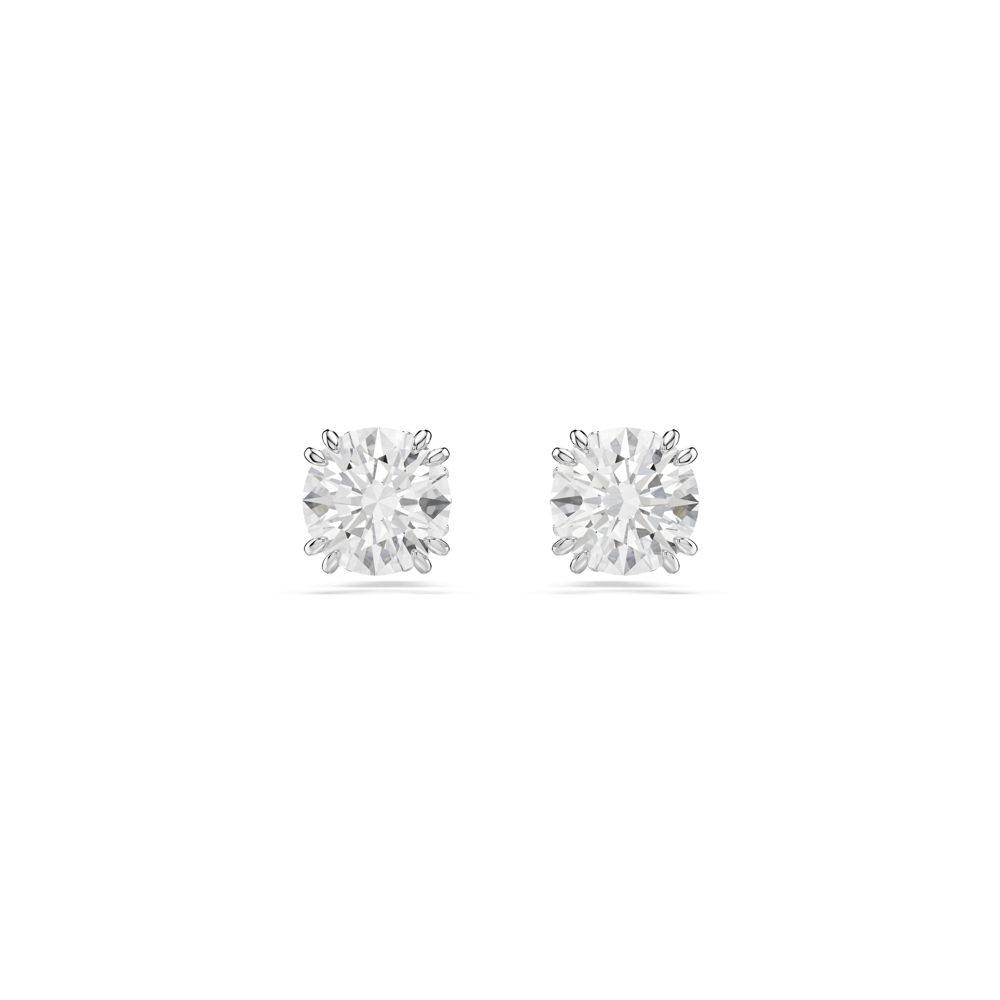 Stilla stud earrings, Round cut, White, Rhodium plated