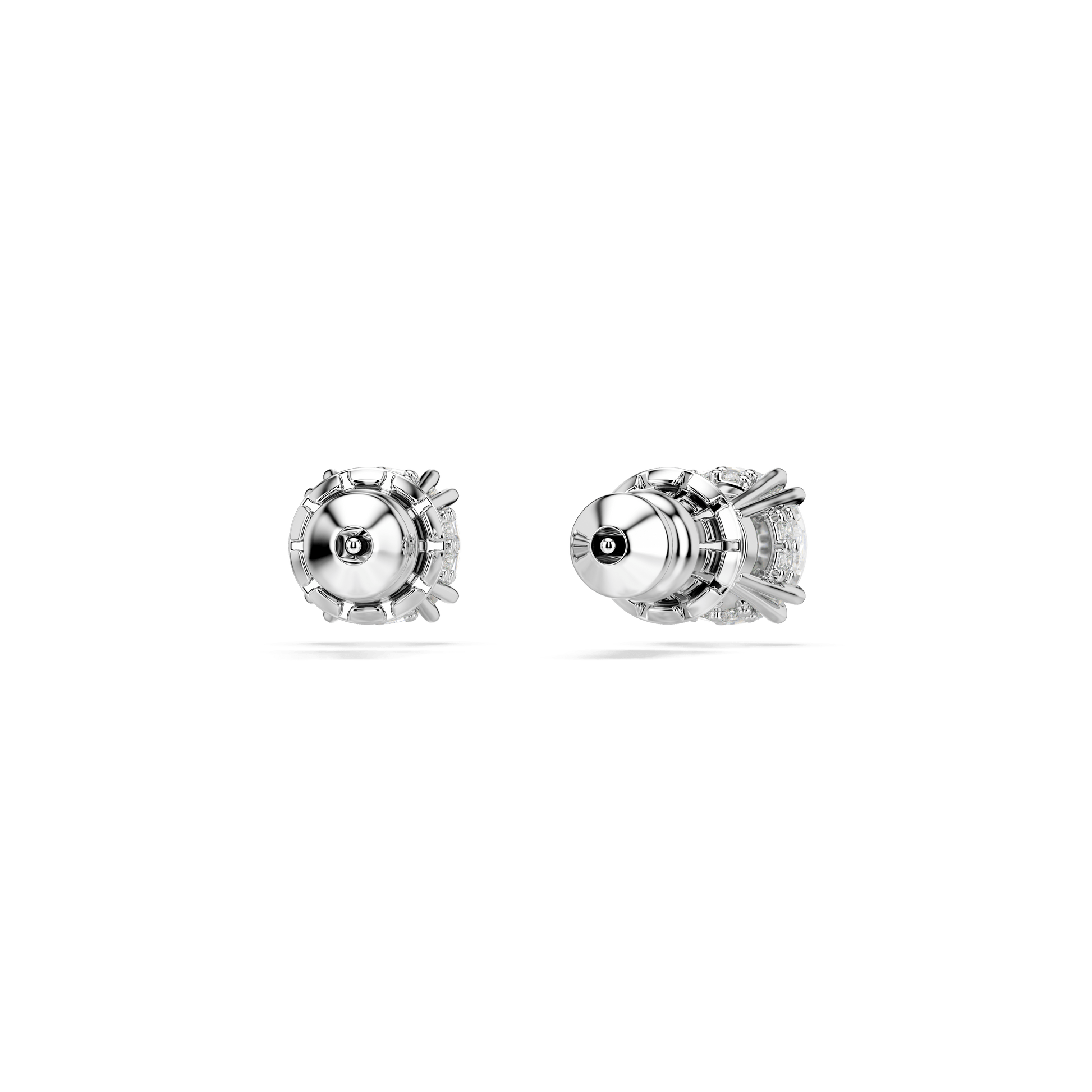 Stilla stud earrings, Round cut, White, Rhodium plated