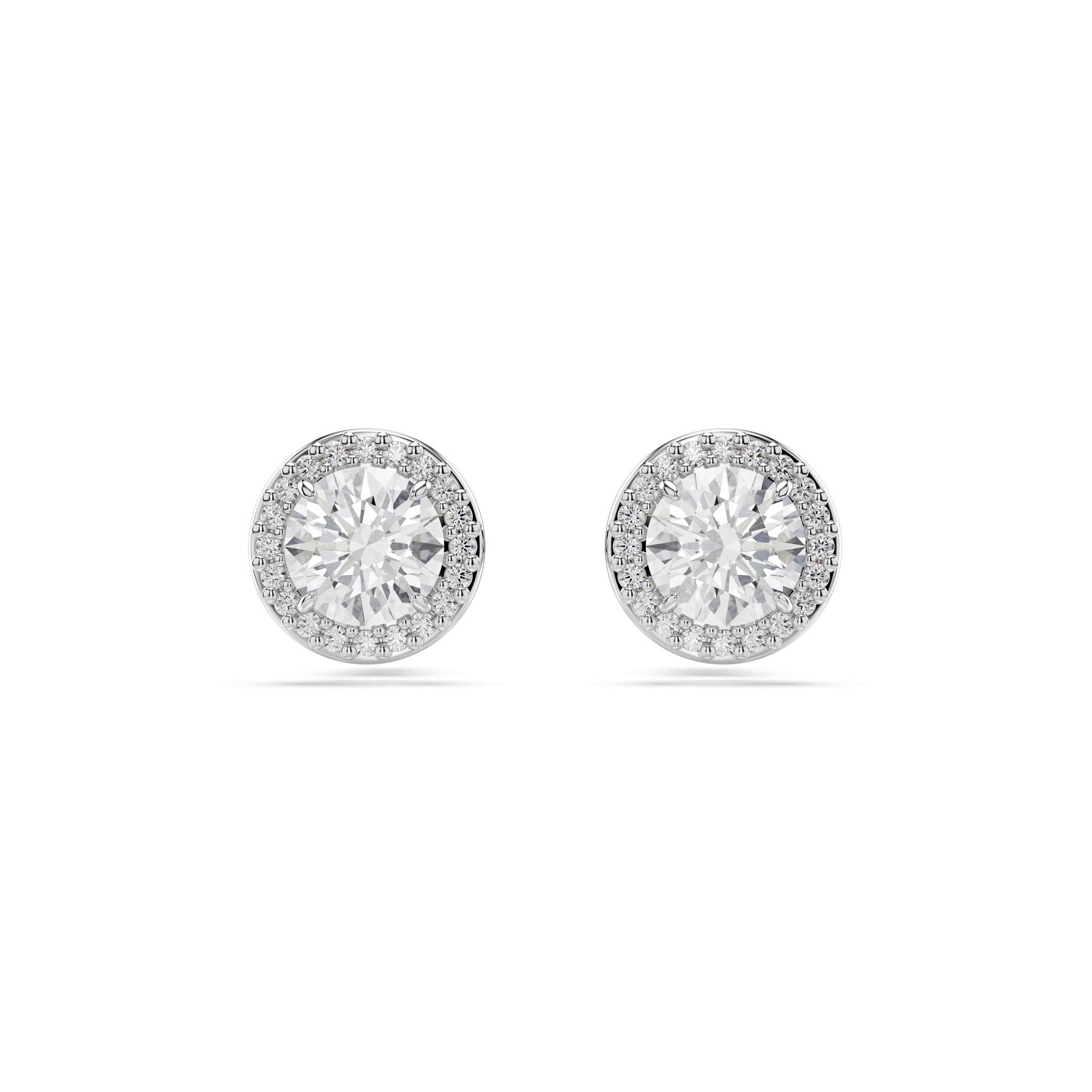 Una Angelic stud earrings, Round cut, Pavé, White, Rhodium plated