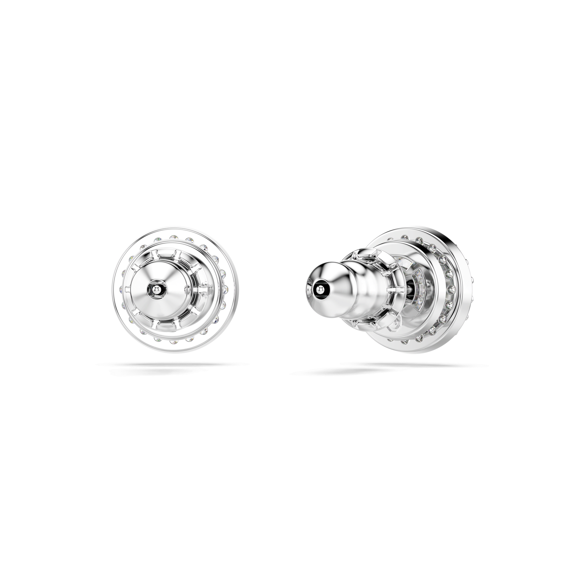 Una Angelic stud earrings, Round cut, Pavé, White, Rhodium plated