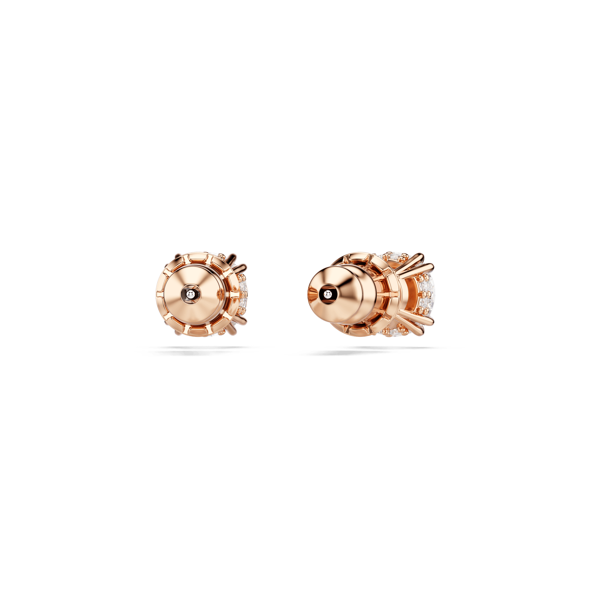 Stilla stud earrings, Round cut, White, 18K rose gold finish