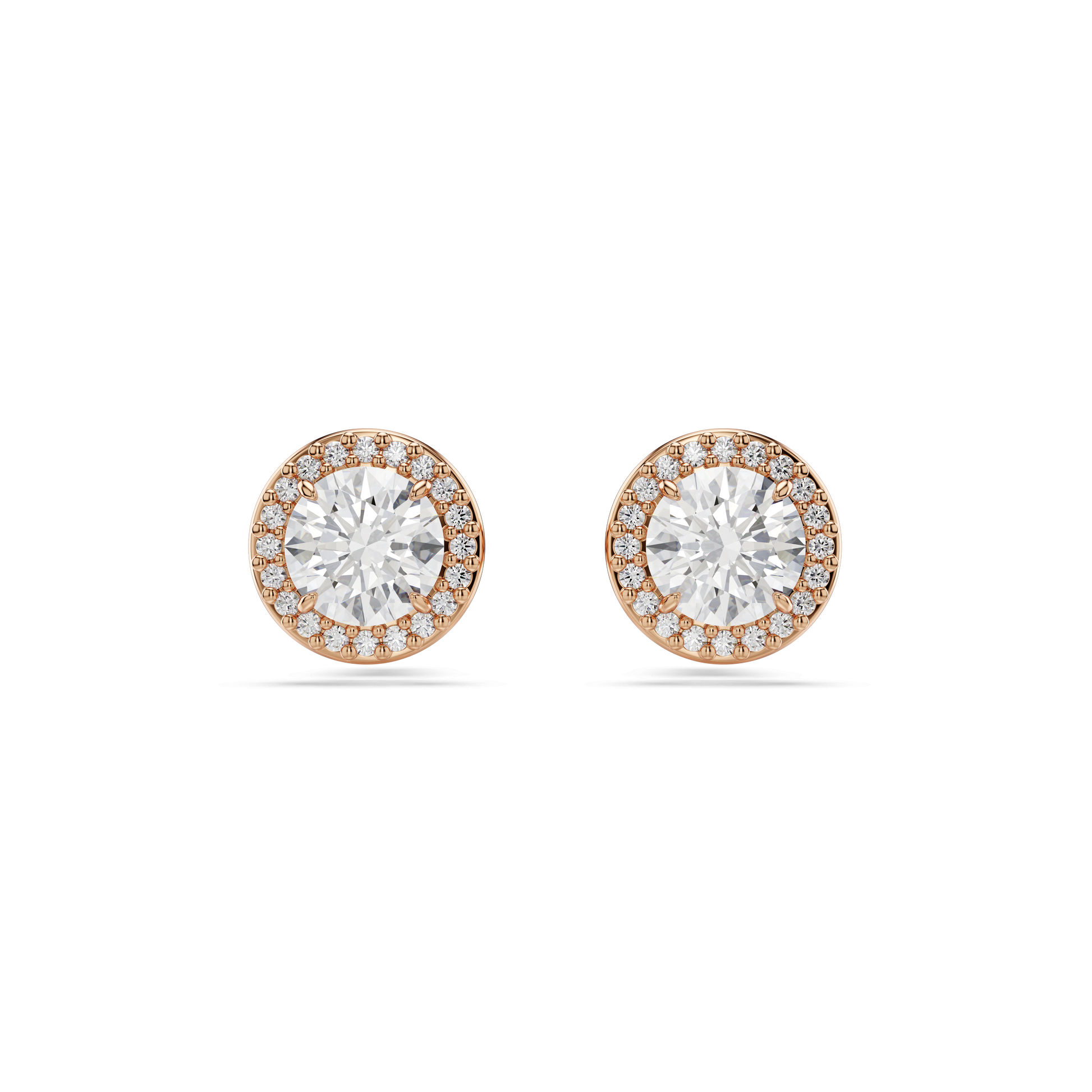 Una Angelic stud earrings, Round cut, Pavé, White, 18K rose gold finish