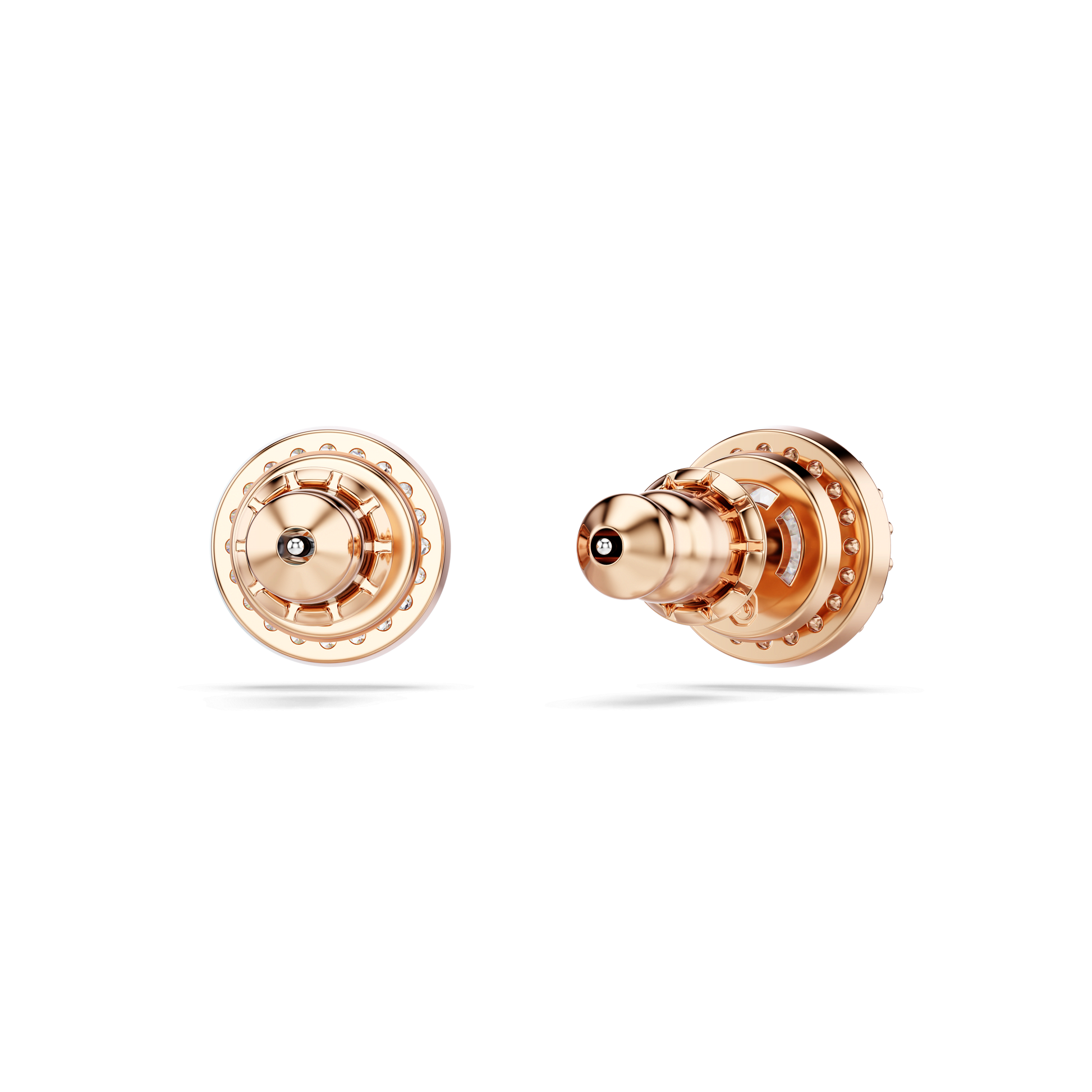 Una Angelic stud earrings, Round cut, Pavé, White, 18K rose gold finish