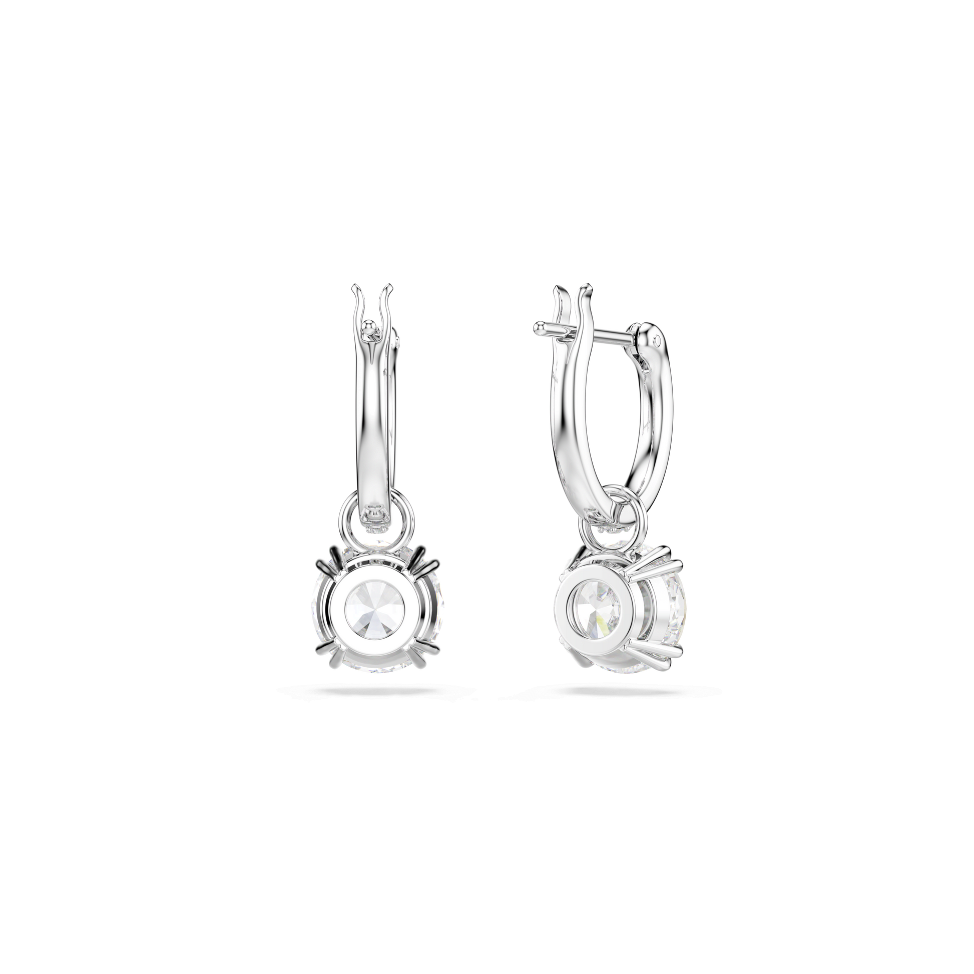 Stilla drop earrings, Round cut, White, Rhodium plated