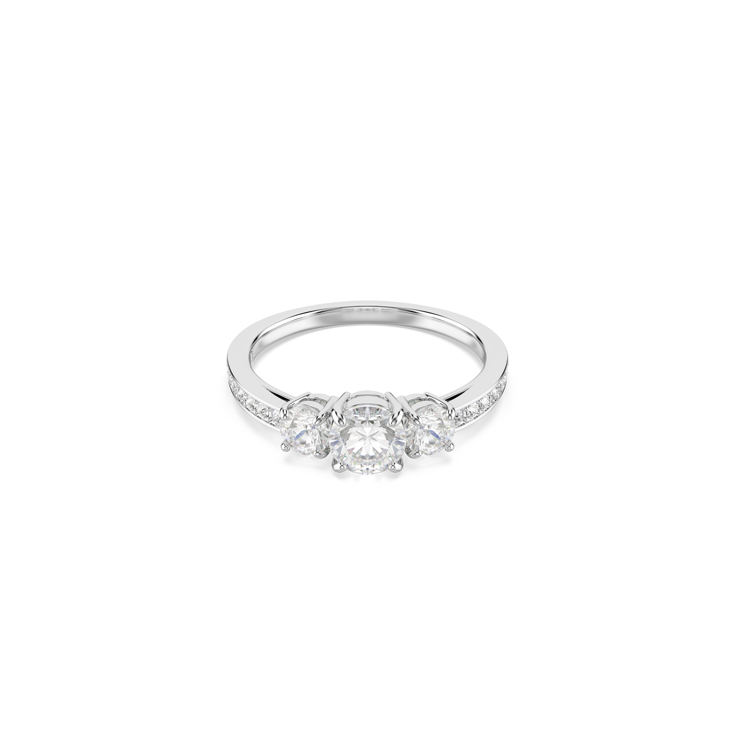 Swarovski Stilla Attract ring, Round cut, White, Silver-tone finish