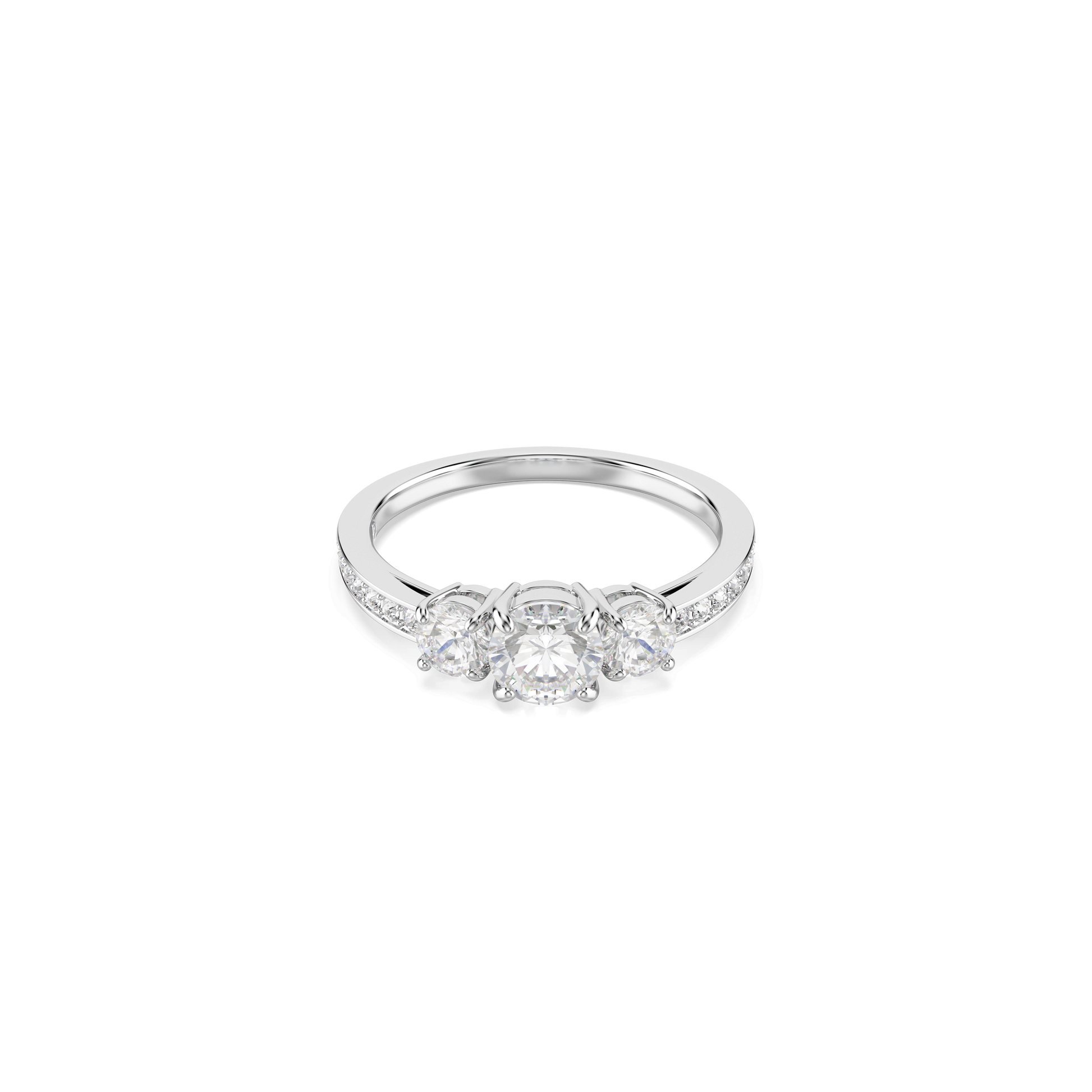 Stilla Attract ring, Round cut, White, Silver-tone finish