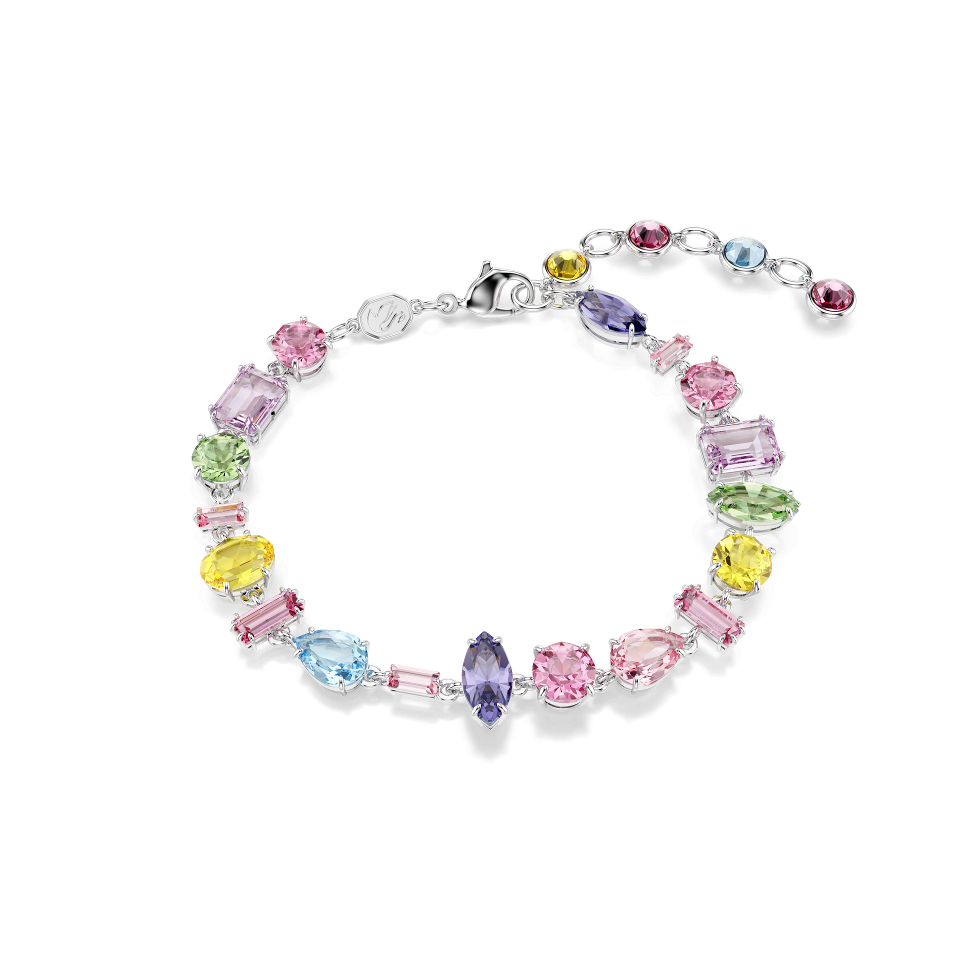 Gema bracelet, Mixed cuts, Multicolored, Rhodium plated