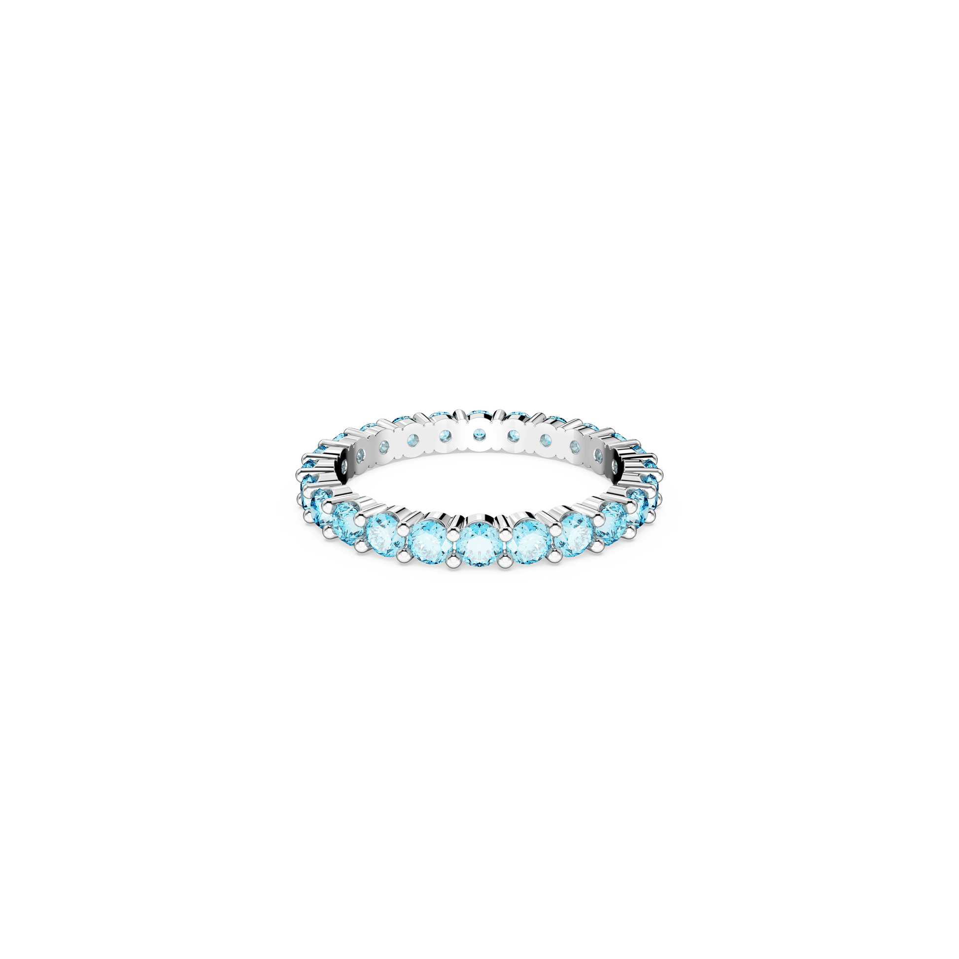 Matrix ring, Round cut, Blue, Rhodium plated