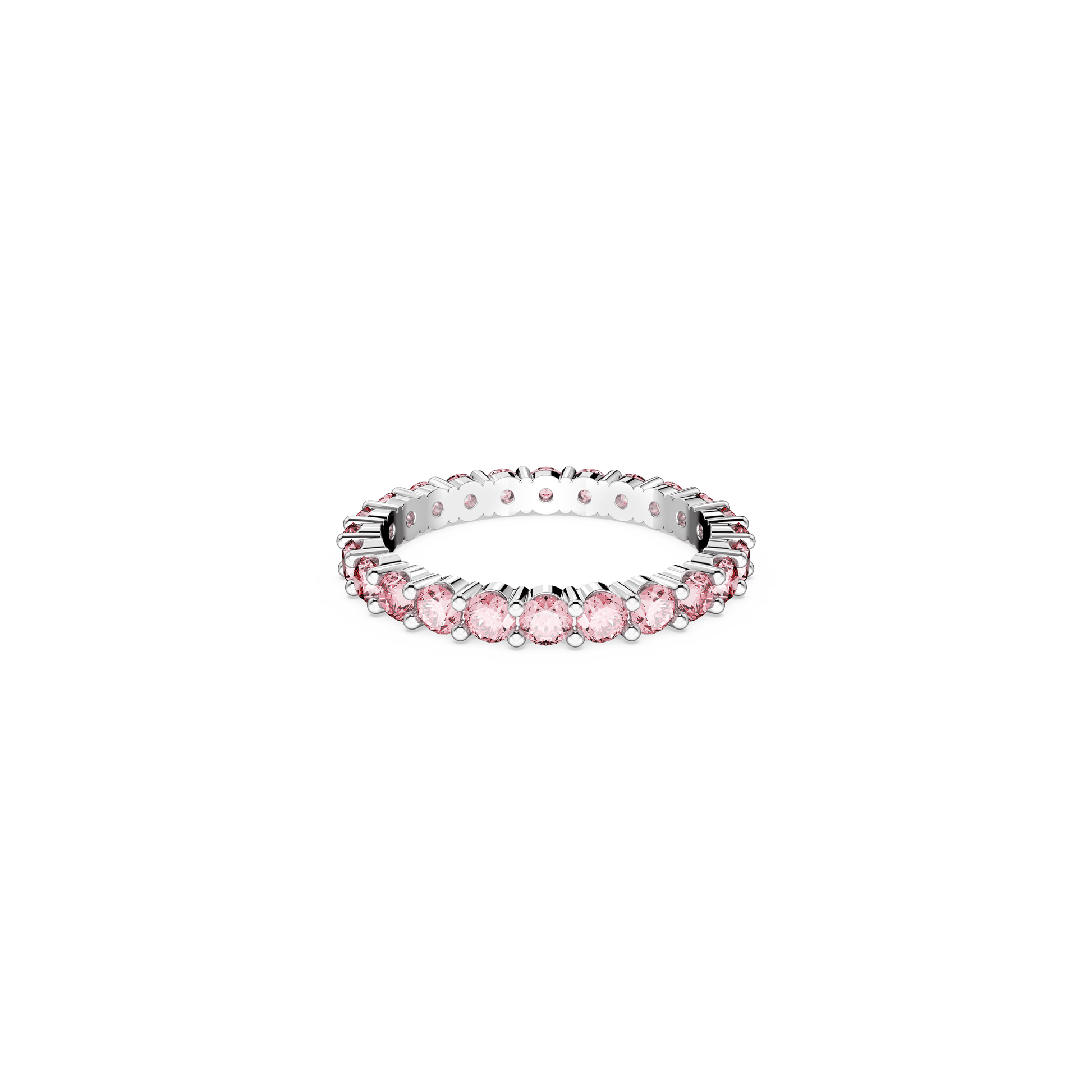Matrix ring, Round cut, Pink, Rhodium plated