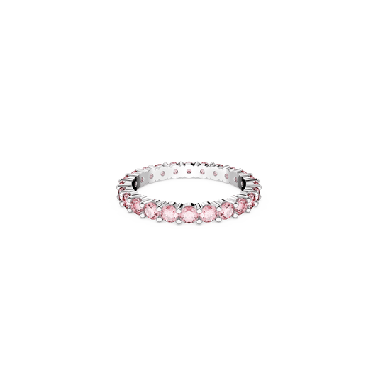 Matrix ring, Round cut, Pink, Rhodium plated
