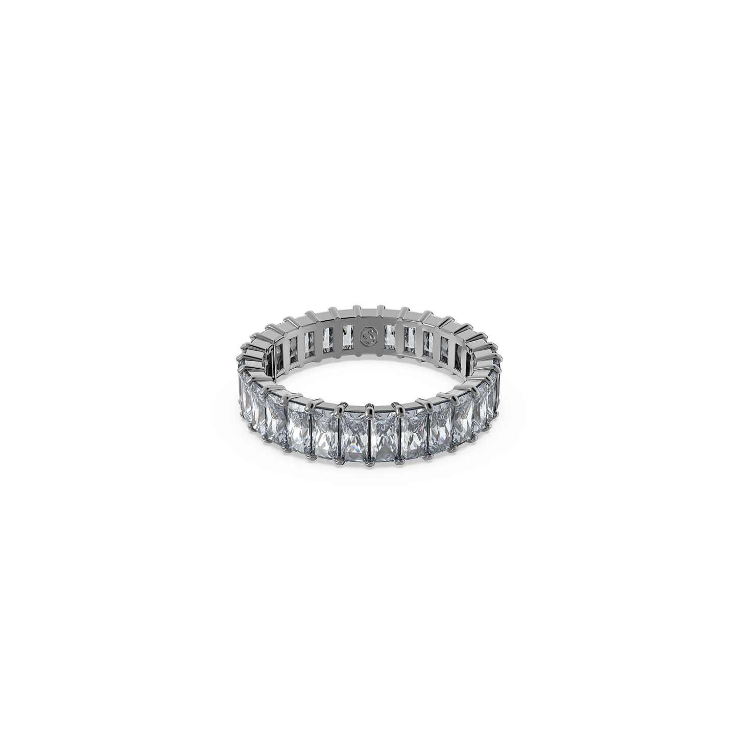 Swarovski Matrix ring, Baguette cut, Gray, Ruthenium plated