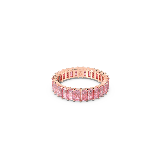 Swarovski Matrix ring, Baguette cut, Pink, Rose gold-tone plated
