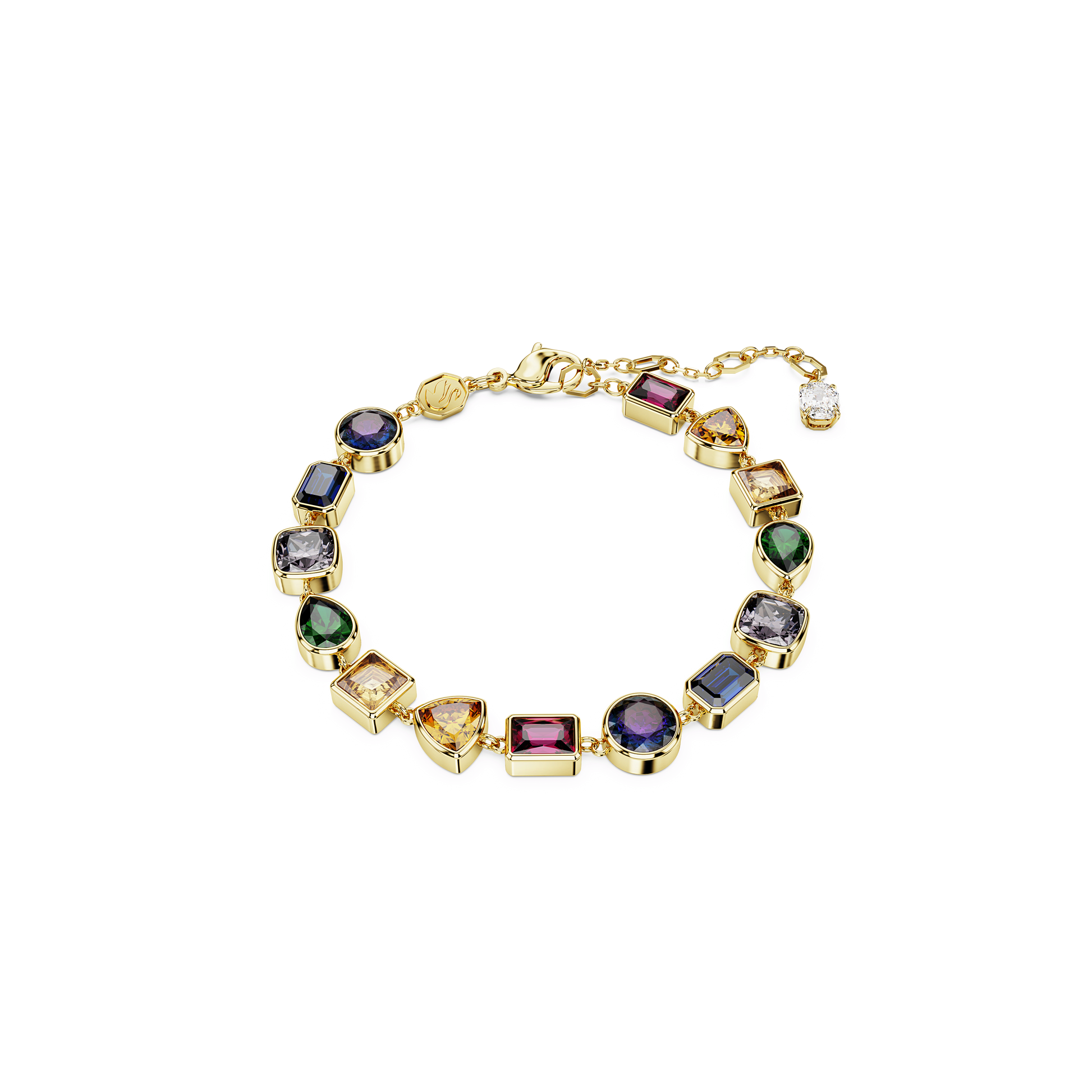 Imber bracelet, Mixed cuts, Multicolored, 18K gold finish