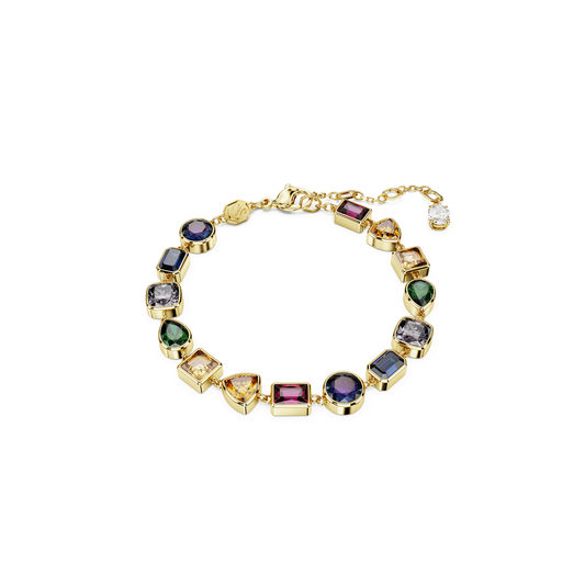 Imber bracelet, Mixed cuts, Multicolored, 18K gold finish