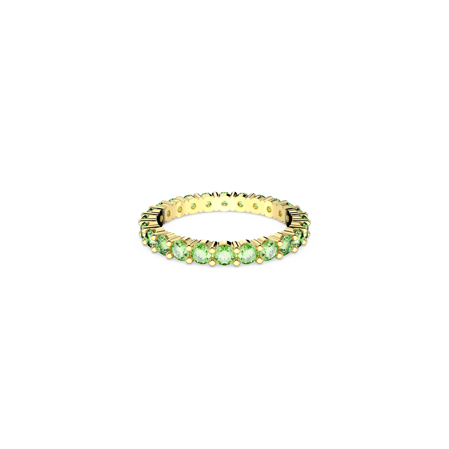 Swarovski Matrix ring, Round cut, Green, Gold-tone plated