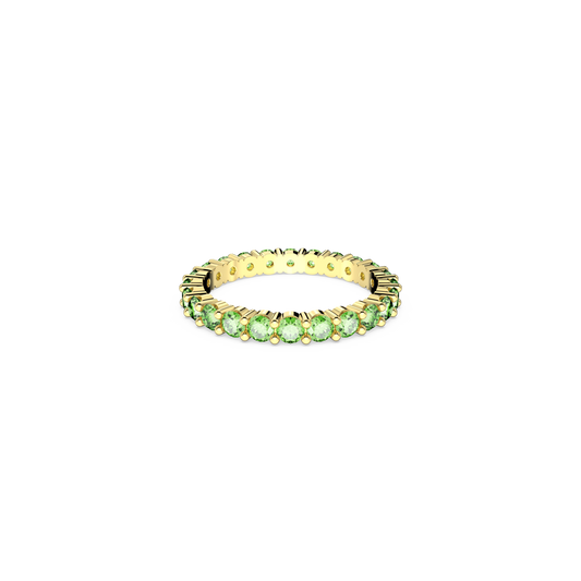 Swarovski Matrix ring, Round cut, Green, Gold-tone plated