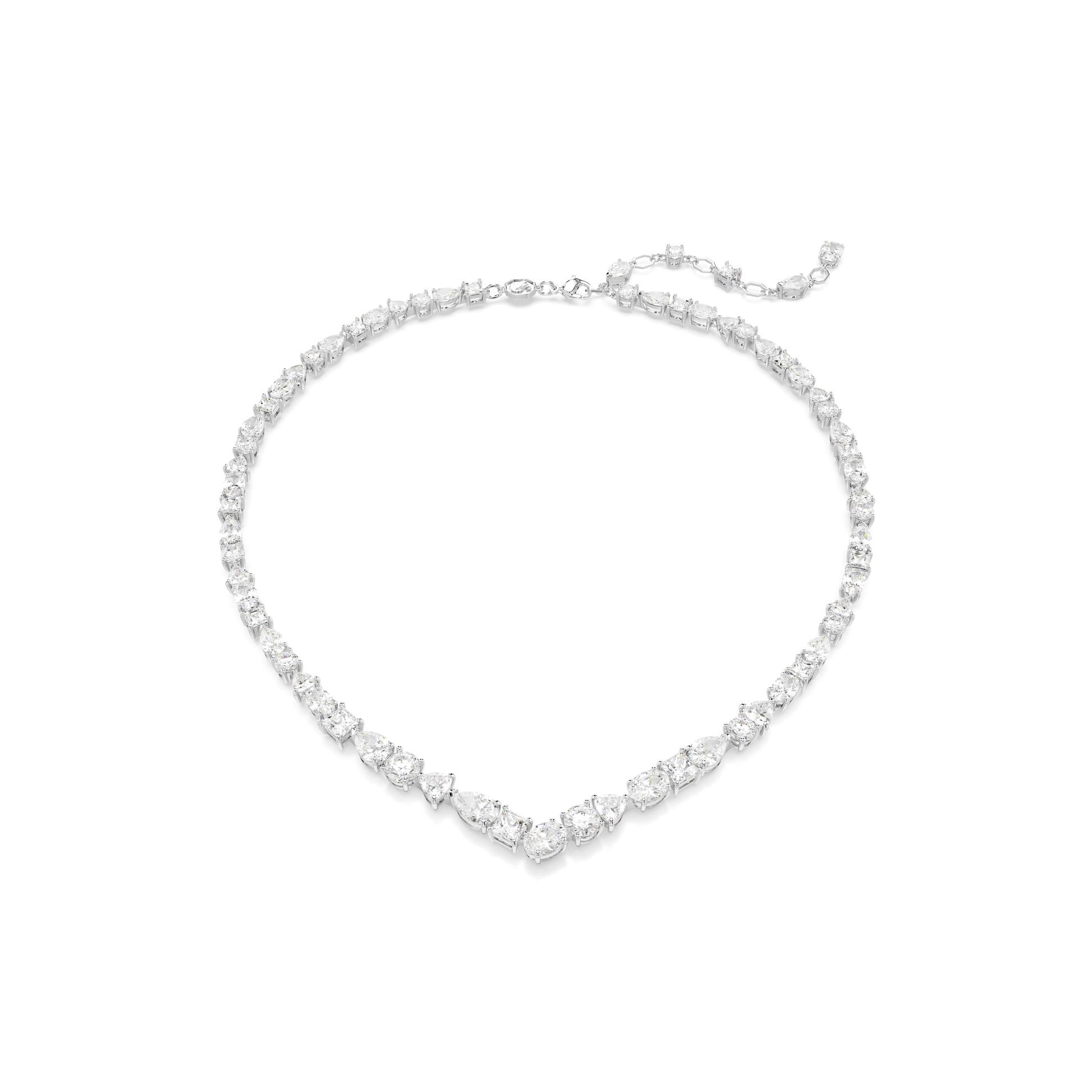Mesmera necklace, Mixed cuts, White, Rhodium plated