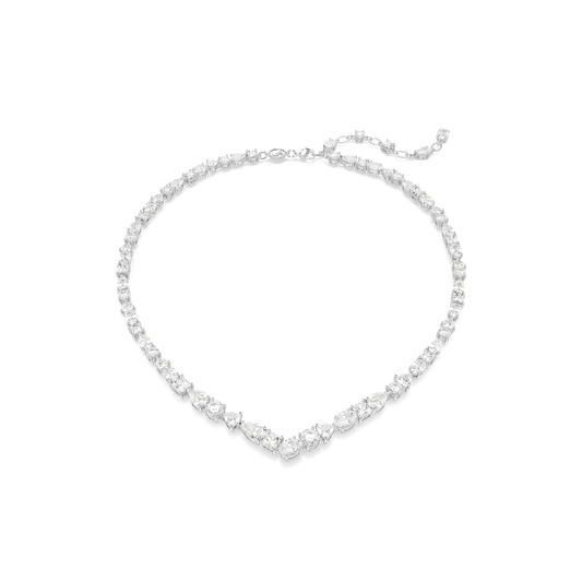 Mesmera necklace, Mixed cuts, White, Rhodium plated