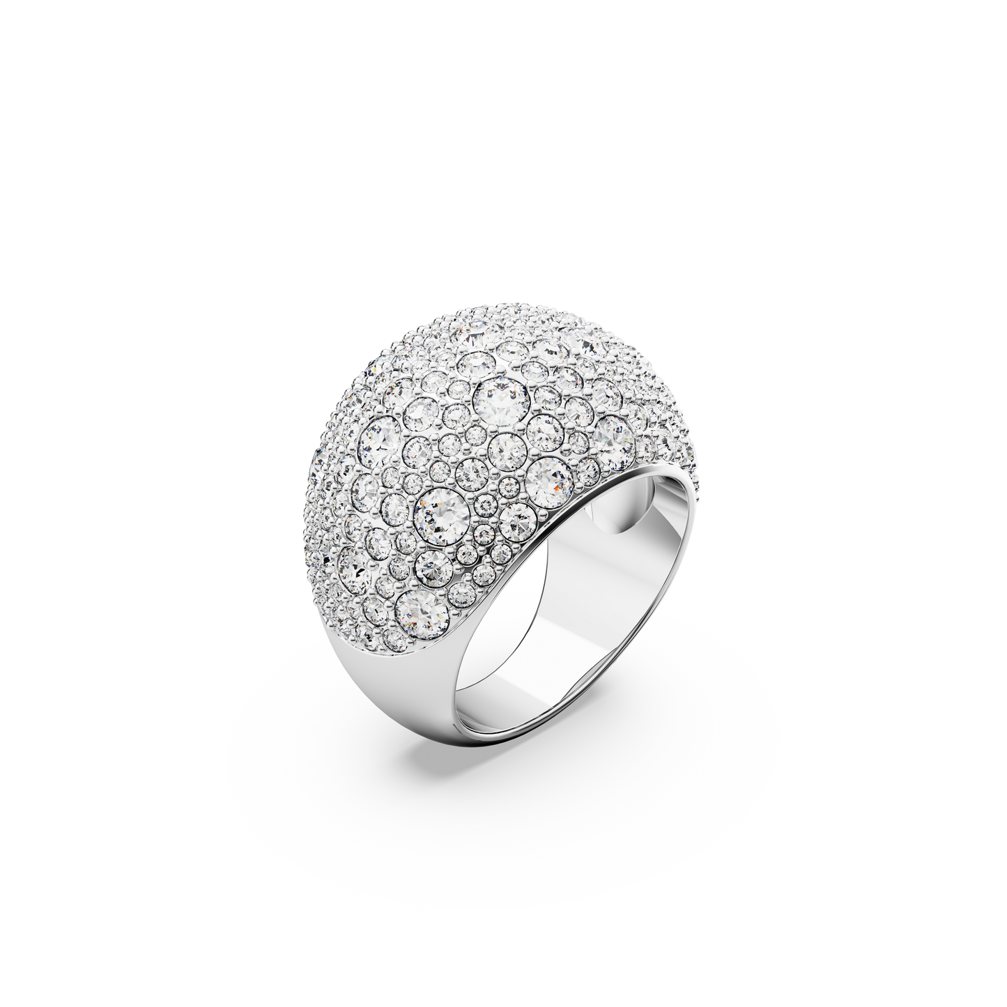 Swarovski Sublima cocktail ring, Moon, White, Rhodium plated