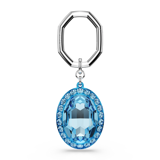 Swarovski Key ring, Oval cut, Blue, Mixed metal finish