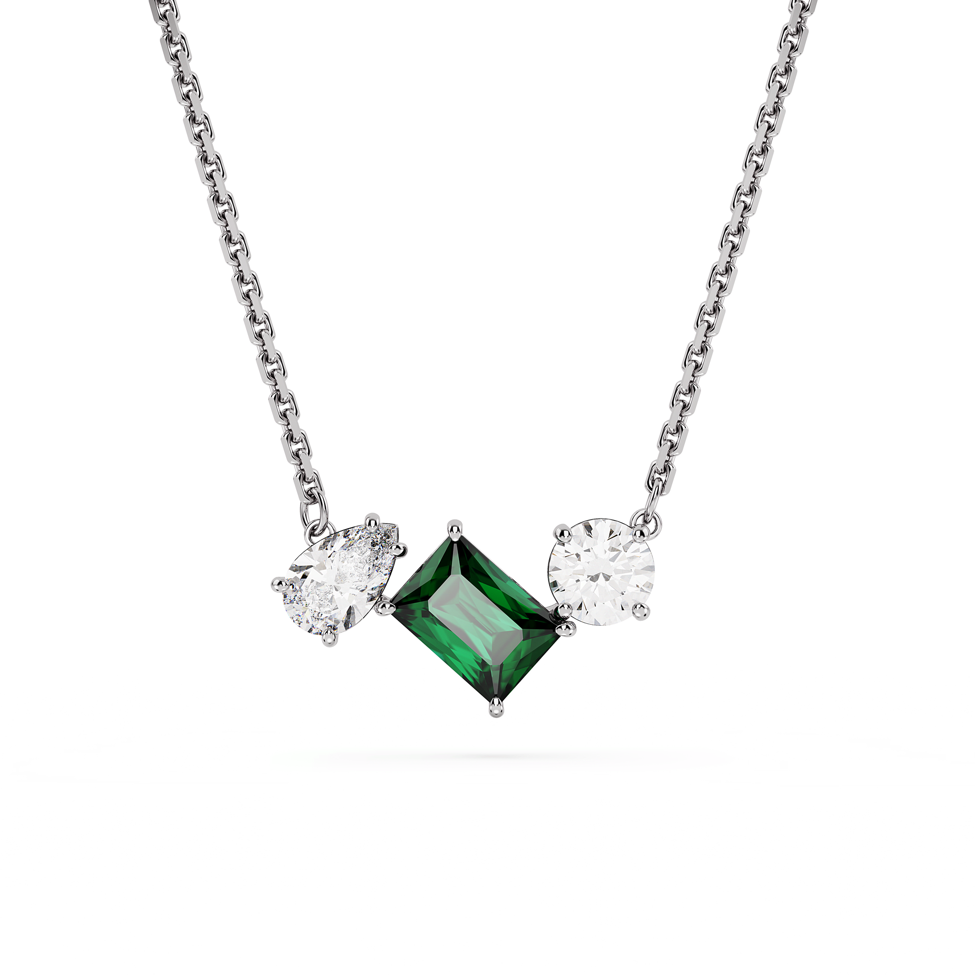 Mesmera pendant, Mixed cuts, Green, Rhodium plated