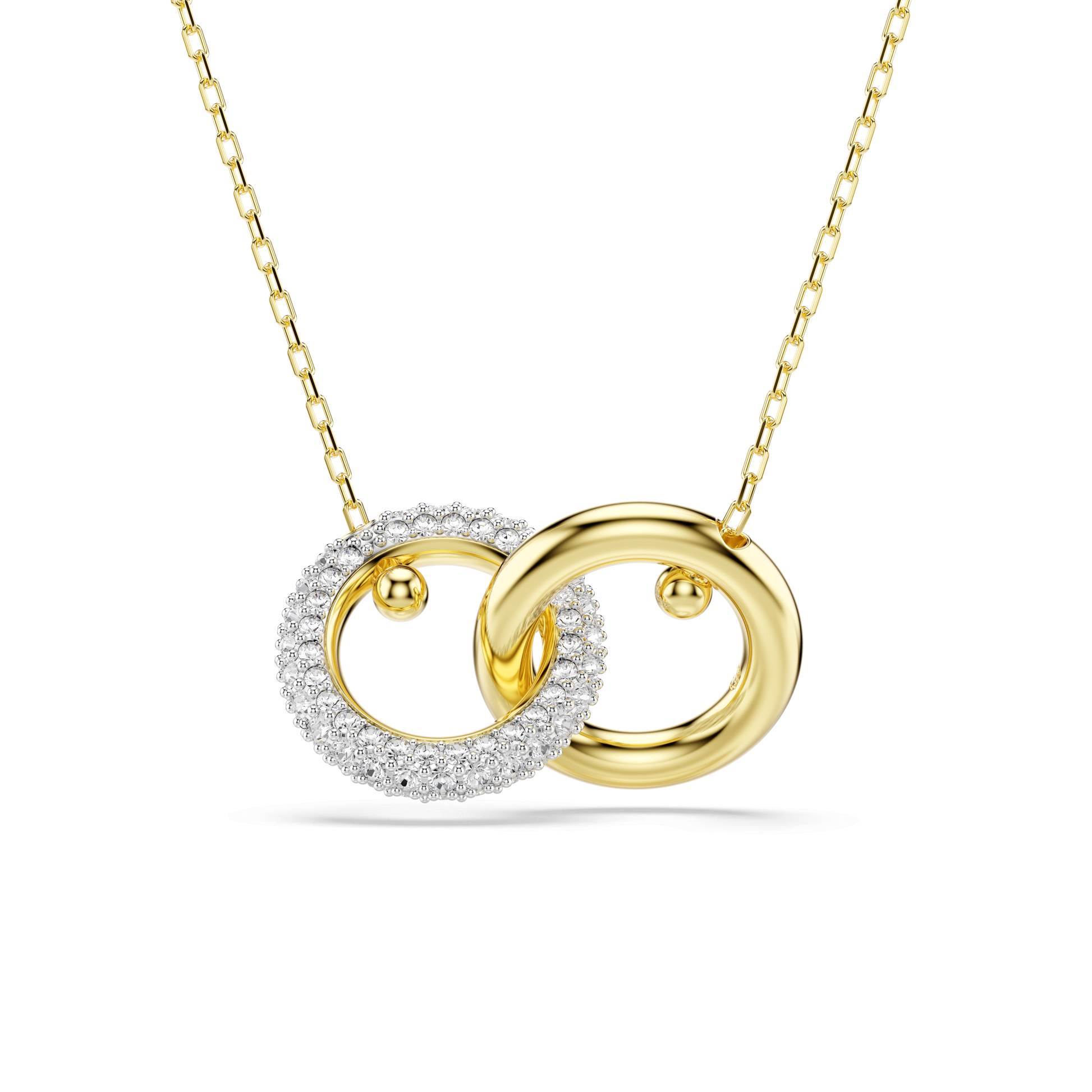Dextera pendant, Interlocking loop, White, 18K gold finish