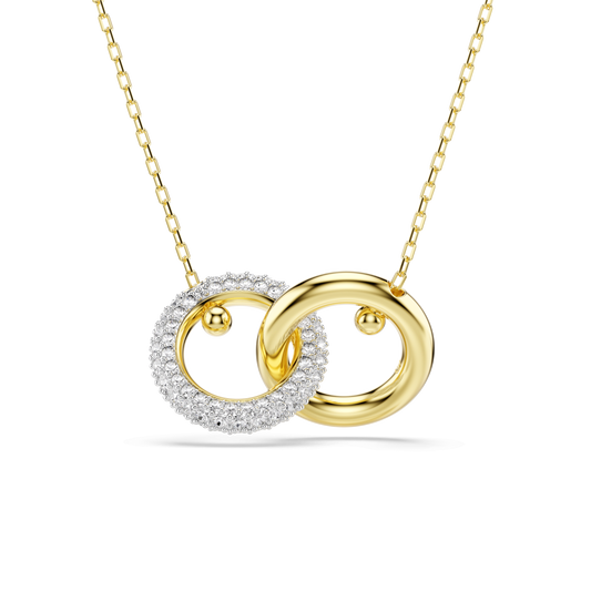 Dextera pendant, Interlocking loop, White, 18K gold finish