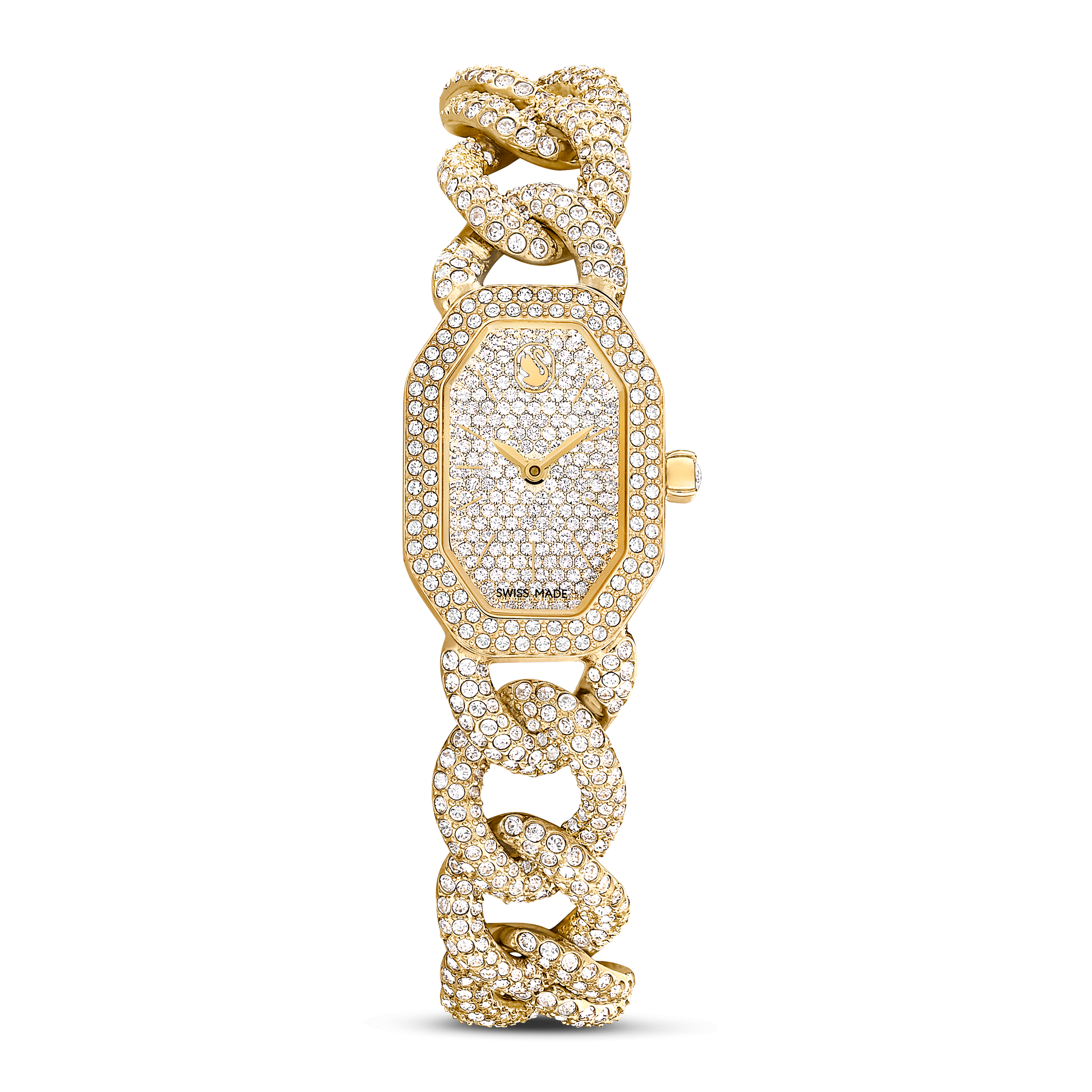 Dextera chain watch, Swiss Made, Crystal bracelet, Gold tone, Gold-tone finish