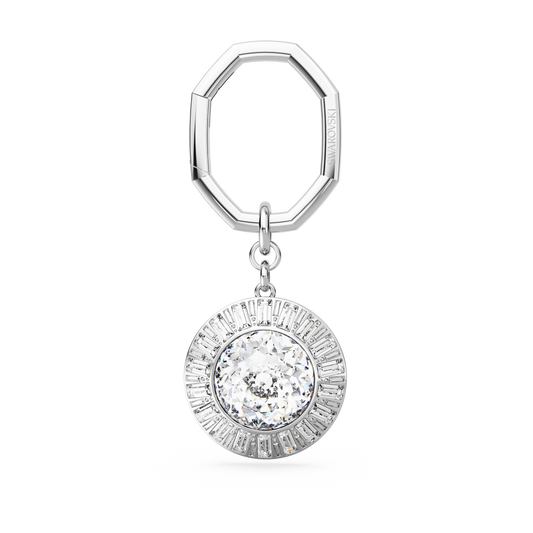 Swarovski Key ring, Round cut, White, Rhodium plated