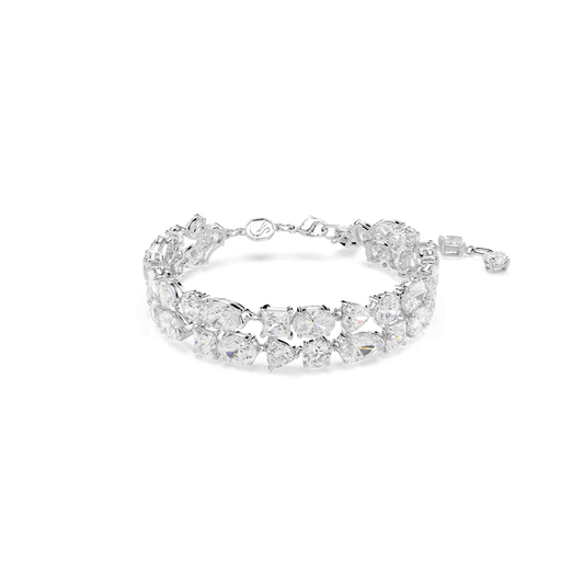 Mesmera bracelet, Mixed cuts, White, Rhodium plated