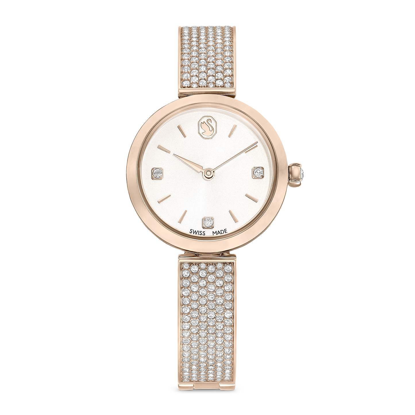 Swarovski Illumina watch, Swiss Made, Metal bracelet, Gold tone, Champagne gold-tone finish