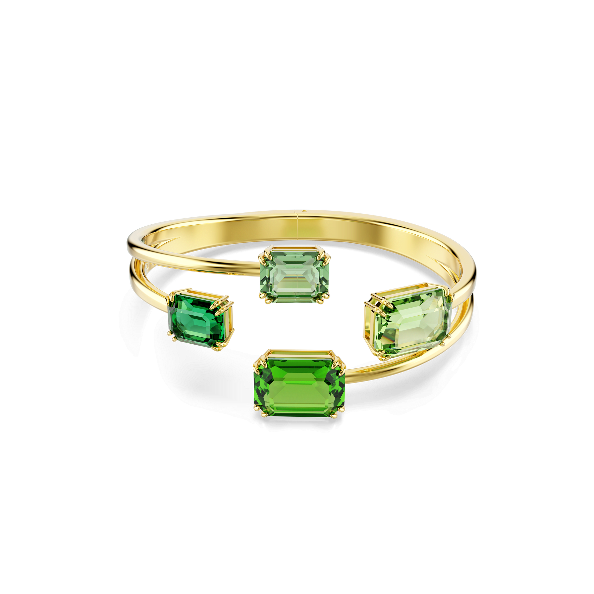 Millenia bangle, Octagon cut, Green, 18K gold finish