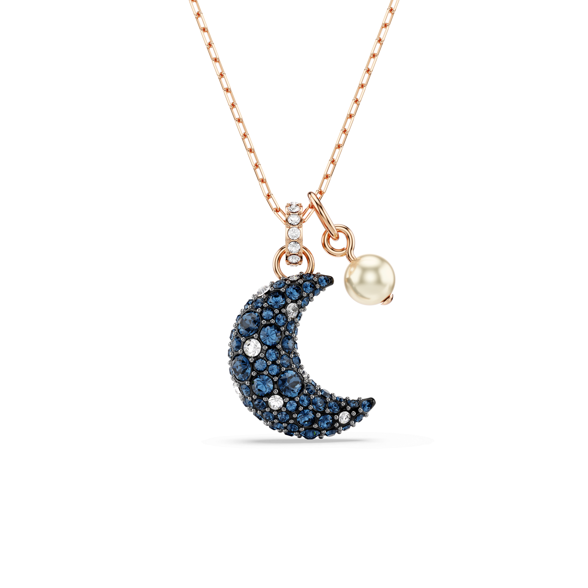 Sublima pendant, Crystal pearl, Moon, Multicolored, 18K rose gold finish