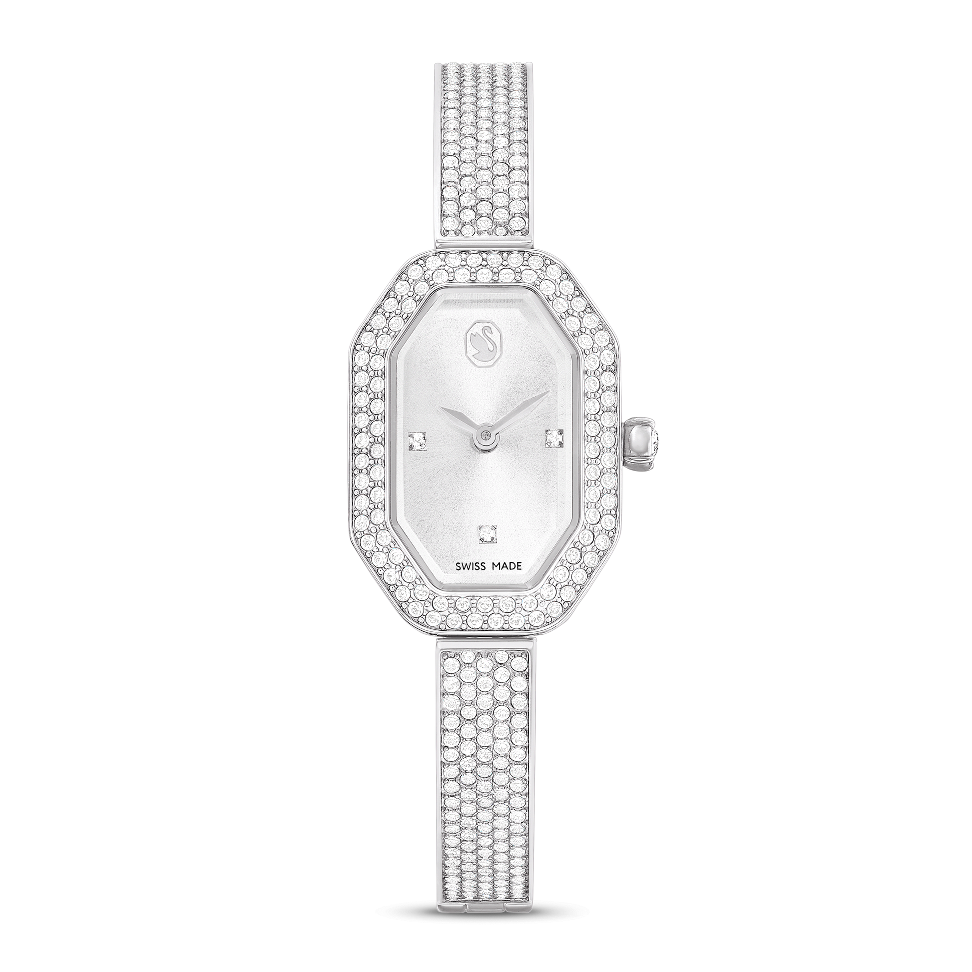 Dextera bangle watch, Swiss Made, Metal bracelet, Silver tone, Stainless steel
