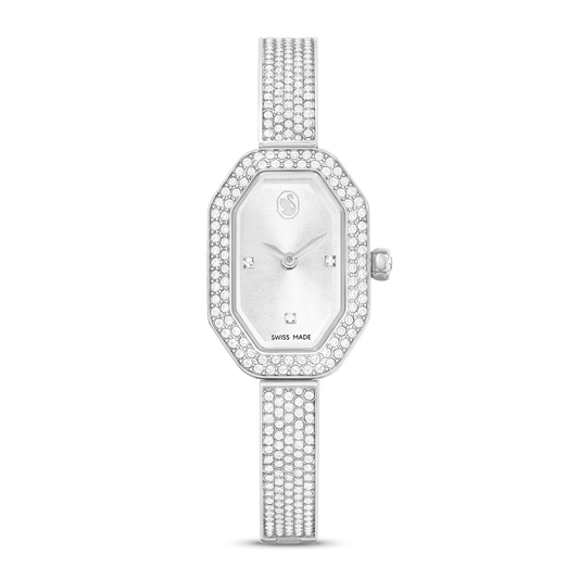 Dextera bangle watch, Swiss Made, Metal bracelet, Silver tone, Stainless steel